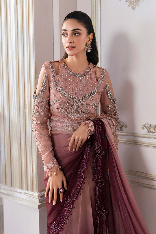 Maria.B Embroidered Chiffon Saree | BD-3001