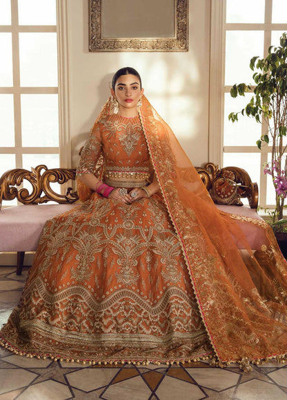 La Fuchsia By Afrozeh Embroidered and Hand Embalished Organza Maxi/ Lehenga Unstitched 3 Piece AF22WD 05 Oriana -