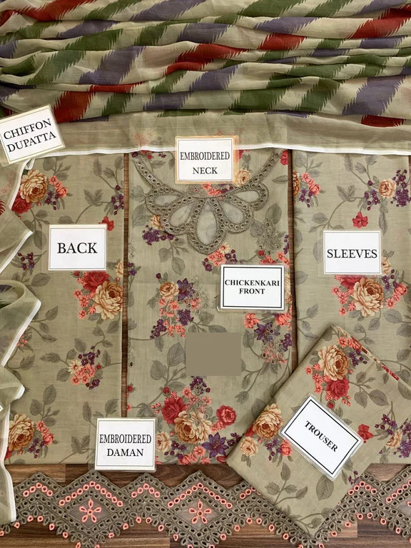 Baroque 3Pcs Lawn Embdroidered | Unstitched