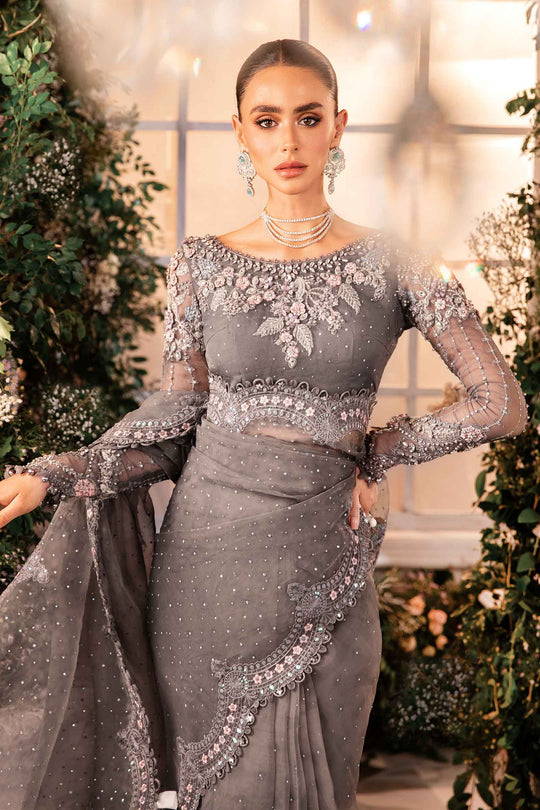 Embroidered And Hand Embellished Net Saree | BD-2902