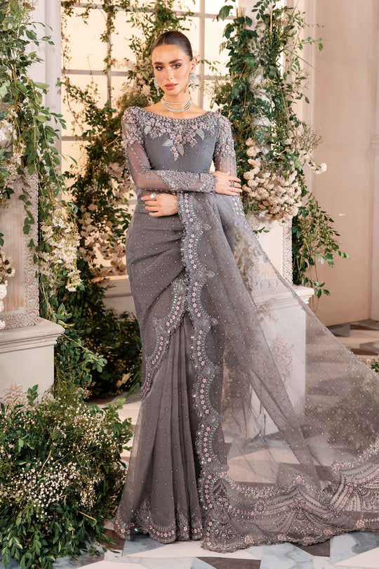 Embroidered And Hand Embellished Net Saree | BD-2902