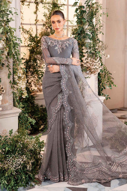 Embroidered And Hand Embellished Net Saree | BD-2902