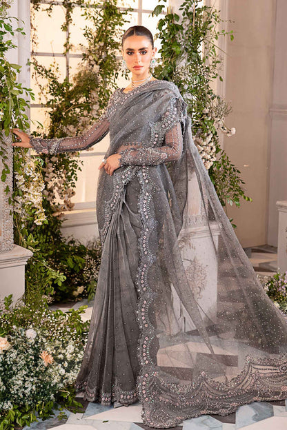 Embroidered And Hand Embellished Net Saree | BD-2902