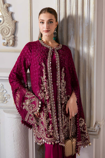3 Piece Unstitched Embroidered Chiffon Suit | BD-3003 BD-3003-Magenta In Stock