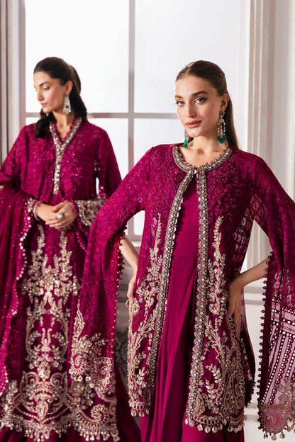 3 Piece Unstitched Embroidered Chiffon Suit | BD-3003 BD-3003-Magenta In Stock