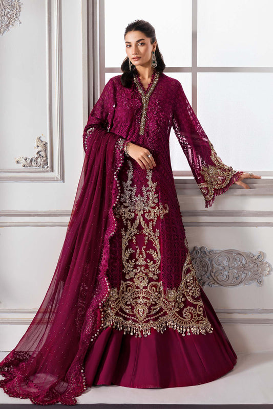3 Piece Unstitched Embroidered Chiffon Suit | BD-3003 BD-3003-Magenta In Stock