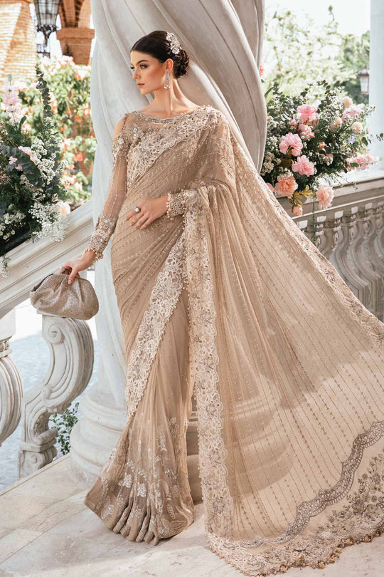 Embroidered And Hand Embellished Chiffon Saree | BD-2801