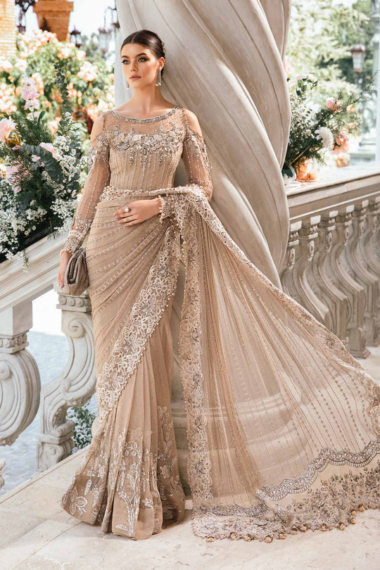 Embroidered And Hand Embellished Chiffon Saree | BD-2801